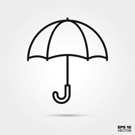 Umbrella outline style vector. Fall season and weather protection symbol. Accessory illustration.のイラスト素材