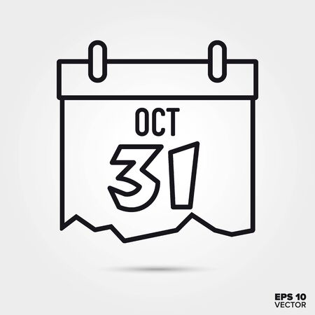 Calendar with halloween date outline style icon. Fall season and celebration symbol. Spooky cartoon vector illustration.のイラスト素材