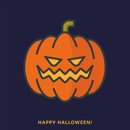 Halloween pumpkin. Vector illustration, filled outline style.のイラスト素材