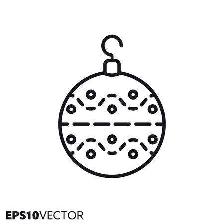 Christmas tree bauble line icon. Outline symbol of holidays and festive decoration. Seasonal ornament flat vector illustration.のイラスト素材