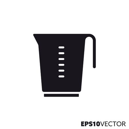 Measuring cup glyph icon. Symbol of kitchen utensils. Food and cooking related flat vector illustration.のイラスト素材