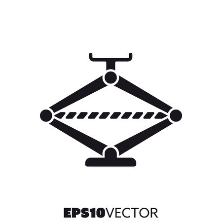 Car jack solid black icon. Glyph symbol of service and tools. Automotive flat vector illustration.のイラスト素材