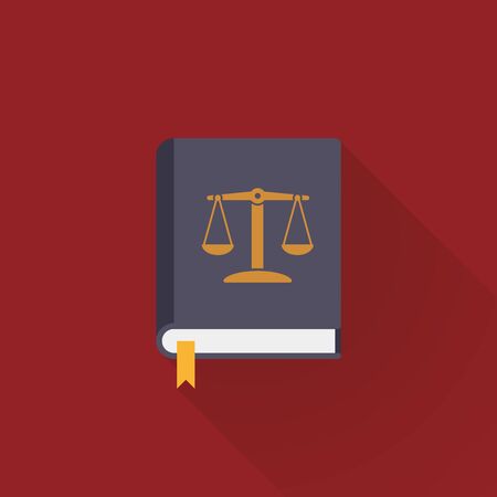 Law code book flat design long shadow icon. Law and legal business symbol vector illustration.のイラスト素材