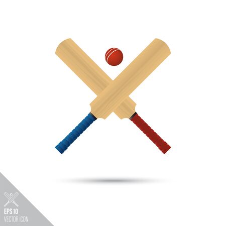 Smooth style crossed cricket bats and ball icon. Sports equipment vector illustration.のイラスト素材