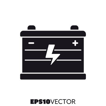 Car battery solid black icon. Glyph symbol of car power supply. Automotive parts flat vector illustration.のイラスト素材