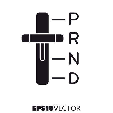 Shift stick solid black icon. Glyph symbol of automatic transmission and gear lever. Automotive flat vector illustration.のイラスト素材