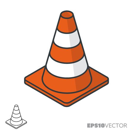 Road cone isometric icon, outline and filled construction symbols. Safety concept vector illustration.のイラスト素材