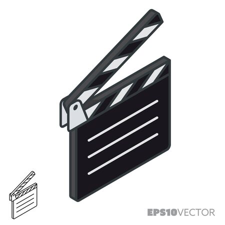 Clapperboard isometric icon, outline and filled movie symbols. Cinema and entertainment concept vector illustration.のイラスト素材