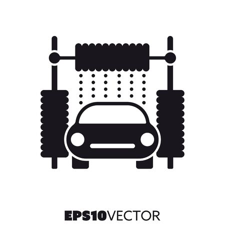 Car wash solid black icon. Glyph symbol of cleaning and service. Automotive flat vector illustration.のイラスト素材