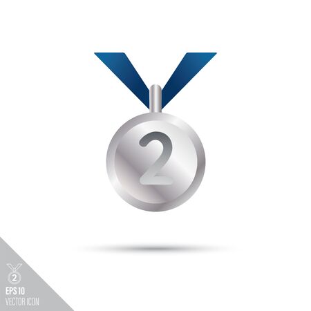 Smooth style silver medal icon. Sports award vector illustration.のイラスト素材