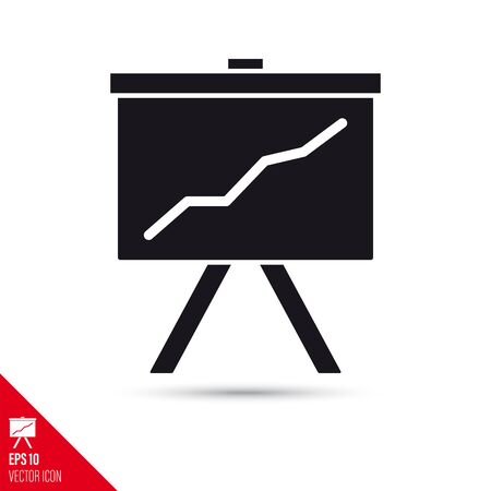 Upward graph on presentation whiteboard glyph icon. Success symbol vector illustration.のイラスト素材