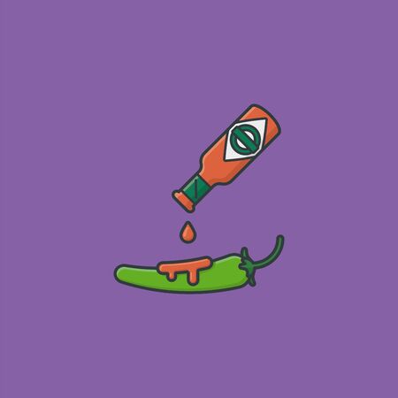 Putting sauce on a chili pepper vector illustration for Hot Sauce Day on January 22. のイラスト素材