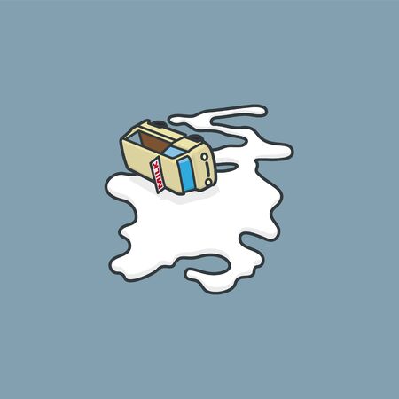Milk delivery van accident vector illustration for #DontCryOverSpilledMilkDay on February 11. のイラスト素材
