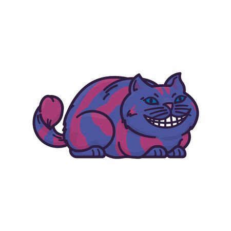 Cheshire Cat cartoon isolated vector illustration for  Alice in Wonderland fairy tale character.のイラスト素材