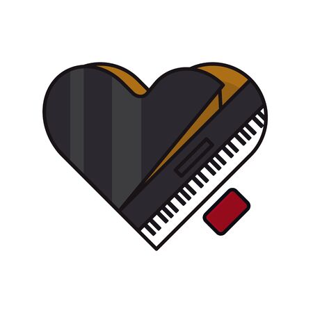 Heart-shaped grand piano, top view, isolated vector illustration. Love of music symbol.のイラスト素材