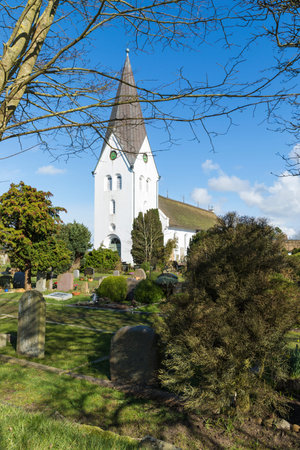 Saint Clement church and cemetery at Nebel, a village on the German North Sea island of Amrum