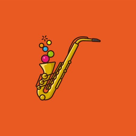 Saxophone blowing colorful bubbles vector illustration for International Jazz Day on April 30. Contemporary music symbol.のイラスト素材
