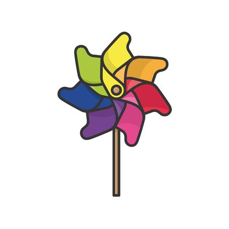 Colorful pinwheel isolated vector illustration for Windmill Day on May 9th. Childrens toy and garden decoration symbolのイラスト素材