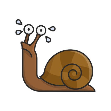 Sad snail cartoon character isolated  vector illustration for Escargot Day on May 24th. French cuisine symbol.のイラスト素材