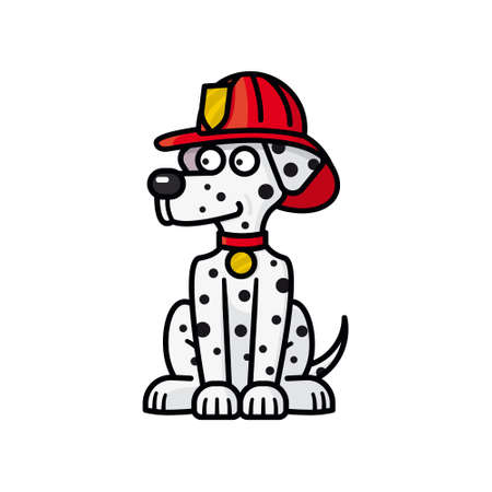 Firehouse dalmatian dog cartoon character isolated vector illustration for Pet Fire Safety Day on July 15のイラスト素材