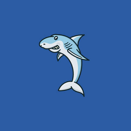 Shark cartoon character vector illustration for Shark Awarenesss Day on July 14. Carnivorous fish symbol. のイラスト素材