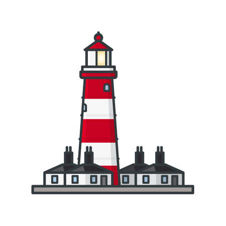Happisburgh lighthouse at Norfolk coast isolated vector illustration for Norfolk Day on Juy 27.のイラスト素材