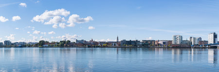Panoramic view of the waterfront of the city of Aalborg, Denmark
