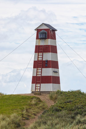 Old wooden lighthouse at NÃ¸rre VorupÃ¸r, Denmarkの写真素材