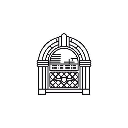 Jukebox vector line icon for Vinyl Record Day on August 12th. Music and nostalgia outline symbol.