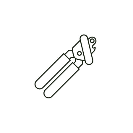 Tin can opener vector line icon for Can Opener Day on August 24. kitchen utensil outline symbol.のイラスト素材