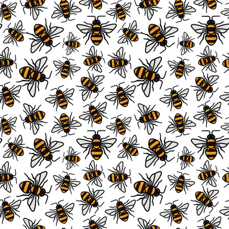 Seamless pattern with bees vector illustration. Nature wallpaper.のイラスト素材