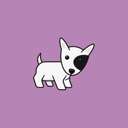 Baby Bullterrier vector illustration for Dog Day on August 26. Cute puppy color symbol.のイラスト素材