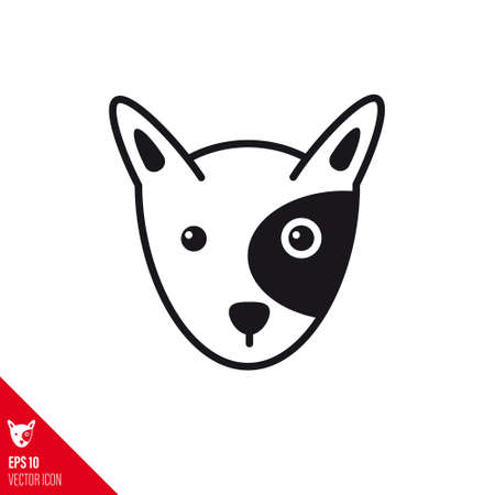 Cute Bull Terrier head vector iconのイラスト素材