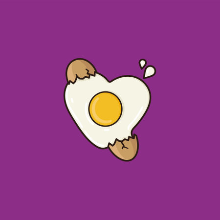 Broken egg in heart shape vector illustration for Great Egg Toss Dayのイラスト素材