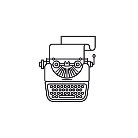 Vintage typewriter vector line icon for World Letter Writing Dayのイラスト素材