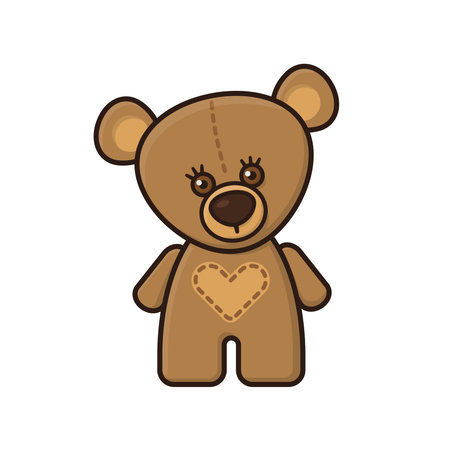 Cute brown teddy bear isolated vector illustration for Teddy bear Day on September 9のイラスト素材