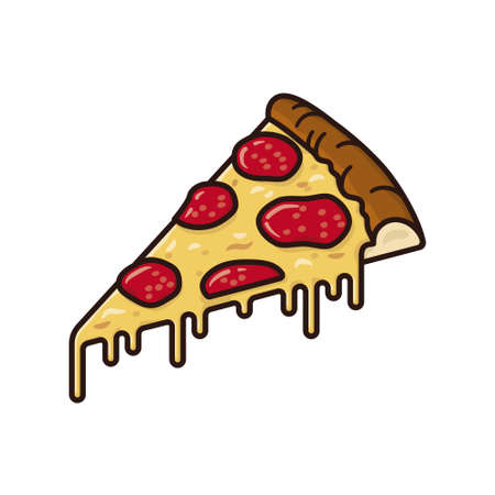 Slice of Pepperoni Pizza isolated vector illustrationvfor Pepperoni Pizza Day on September 20のイラスト素材