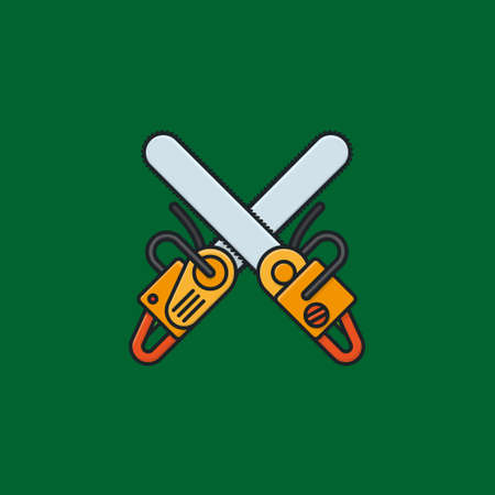 Two crossed chainsaws vector illustration for Lumberjack Day on September 26のイラスト素材