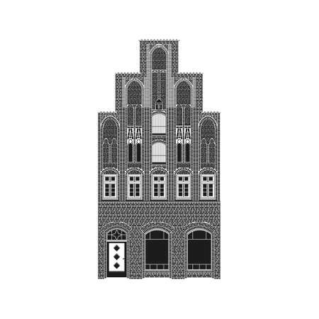 Detailed vector illustration of medieval townhouse.のイラスト素材
