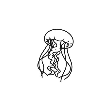 Jellyfish vector line icon for World Jellyfish Day on November 3のイラスト素材