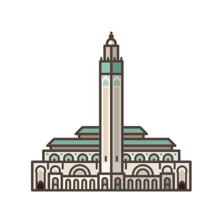 Hassan II mosque isolated vector illustration for Casablanca Day on November 26のイラスト素材