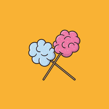 blue and pink cotton candy on sticks vector illustration for Cotton Candy Day on December 7のイラスト素材