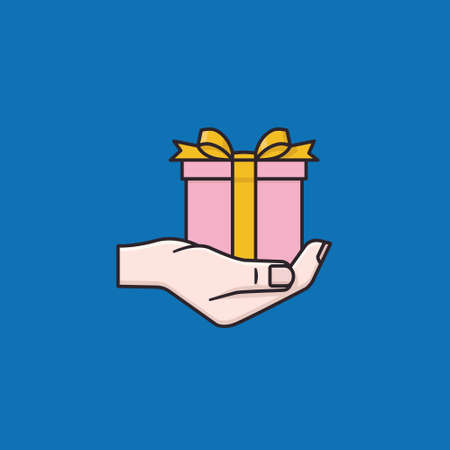 Hand holding a gift box vector illustration for Make A Gift Day on December 3のイラスト素材