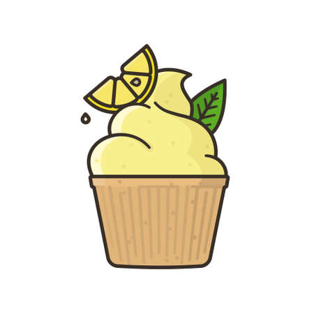 Sweet and sour pastry isolated vector illustration for Lemon cupcake Day on December 15のイラスト素材