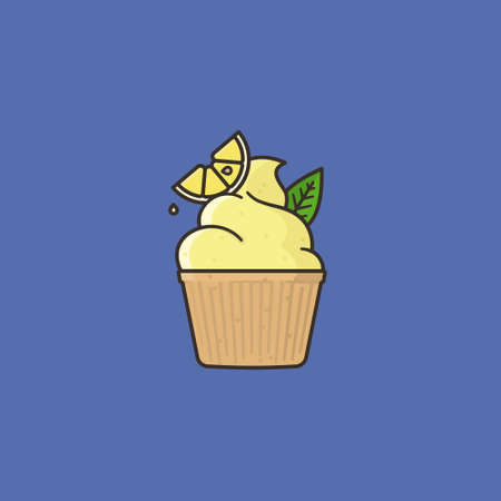 Sweet and sour pastry vector illustration for Lemon cupcake Day on December 15のイラスト素材