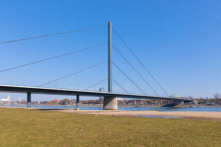 Theodor-Heuss-Bruecke bridge crossing River Rhine at Dusseldorfの写真素材