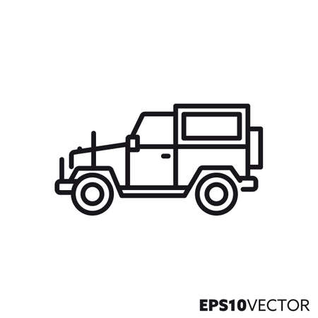 Offroad vehicle vector line icon. Military 4x4 outline icon.のイラスト素材