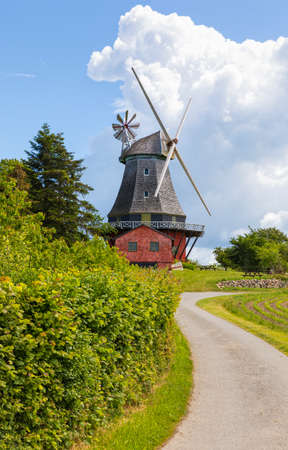Lindelse MÃ¸lle, windmill at the village of Lindelse, Langeland island, Denmarkの写真素材