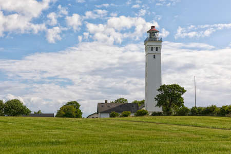 Keldsnor Fyr, lighthouse in the south of Baltic Sea island of Langeland, Denmarkの写真素材