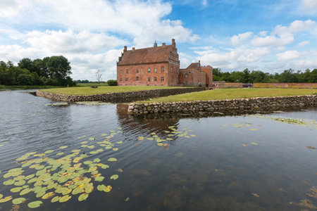 Broholm Slot, 14th century castle near Svendborg, Funen island, Denmarkのeditorial素材